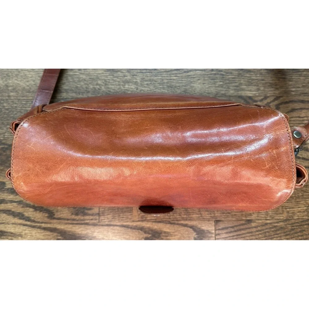 Oroton Sydney Vintage Cognac Leather Crossbody Bag Flap Shoulder Purse 80s 90s